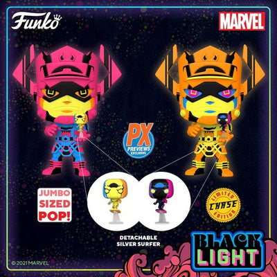 Funko Pop! Marvel - Fantastic Four - Blacklight 10" Galactus with Silver Surfer (PX Exclusive)