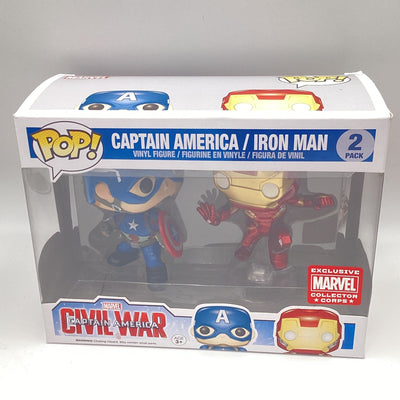 Funko Pop! Marvel - Captain America Civil War - Captain America / Iron Man (2 Pack) (Marvel Collector Corps Exclusive) (Damaged)