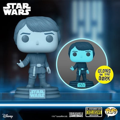 Funko Pop! Star Wars: Return of the Jedi 40th Anniversary - Holographic Luke Skywalker (Glow In The Dark) - Entertainment Earth Exclusive