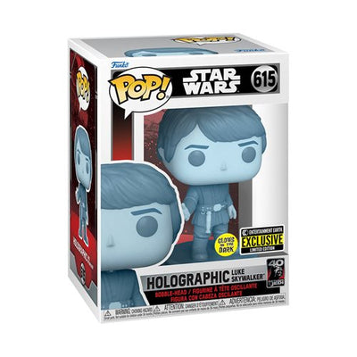 Funko Pop! Star Wars: Return of the Jedi 40th Anniversary - Holographic Luke Skywalker (Glow In The Dark) - Entertainment Earth Exclusive
