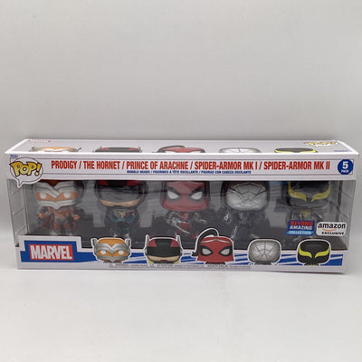 Funko Pop! Marvel - Prodigy, The Hornet, Prince Of Arachne, Spider-Armor MK 1, Spider-Armor MK II (5 Pack) (Amazon Exclusive)