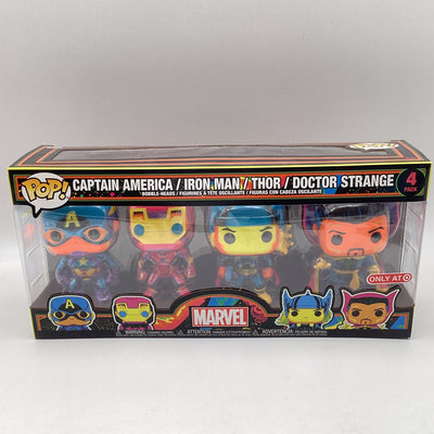 Funko Pop! Marvel - Captain America, Iron Man, Thor, Doctor Strange (4 Pack) (Black Light) (Target Exclusive)