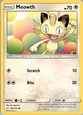 Pokemon 2019 Sun & Moon - Team Up Meowth Basic/Common #125