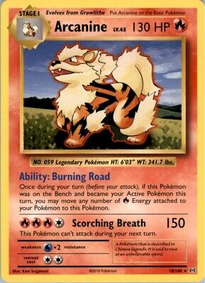 Pokemon 2016 XY - Evolutions Arcanine Stage 1/Rare #18