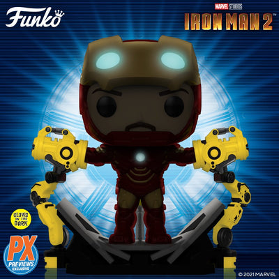 Funko Pop! Marvel: Marvel Studios’ Iron Man 2 - Iron Man Mark lV with Gantry (Glow)