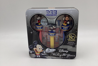 Disney 2007 Pez Mickey Mouse Trio 80 Years Collection Sealed Tin w/ Poster