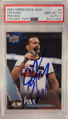 2021 Upper Deck AEW Preview CM Punk #0 PSA Gem Mint 10. Autographed