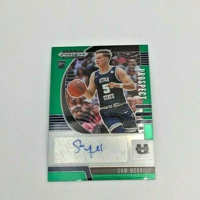 2020 Sam Merrill Panini Prizm RC Green Prospect Sticker Auto