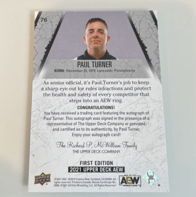 2021 Upper Deck AEW Paul Turner Autographed Card #76
