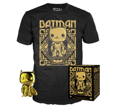 Batman Gold Chrome Funko Pop with Shirt