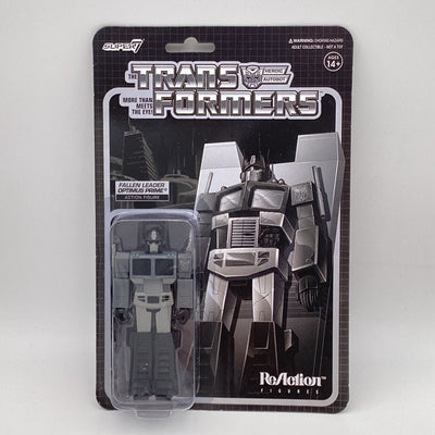 Transformers Super7 Reaction Fallen Leader Colorless Optimus Prime Action Figure