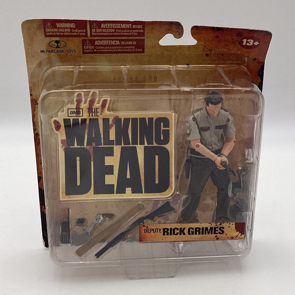 DEPUTY RICK GRIMES Figure BLOODY BLACK WHITE! McFarlane WALKING DEAD TV Series 1