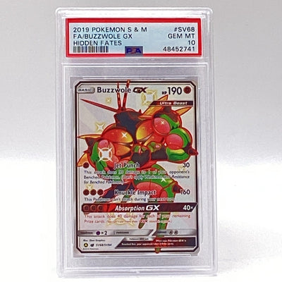 2019 Pokemon Sun & Moon Buzzwole GX Hidden Fates Gem Mint 10
