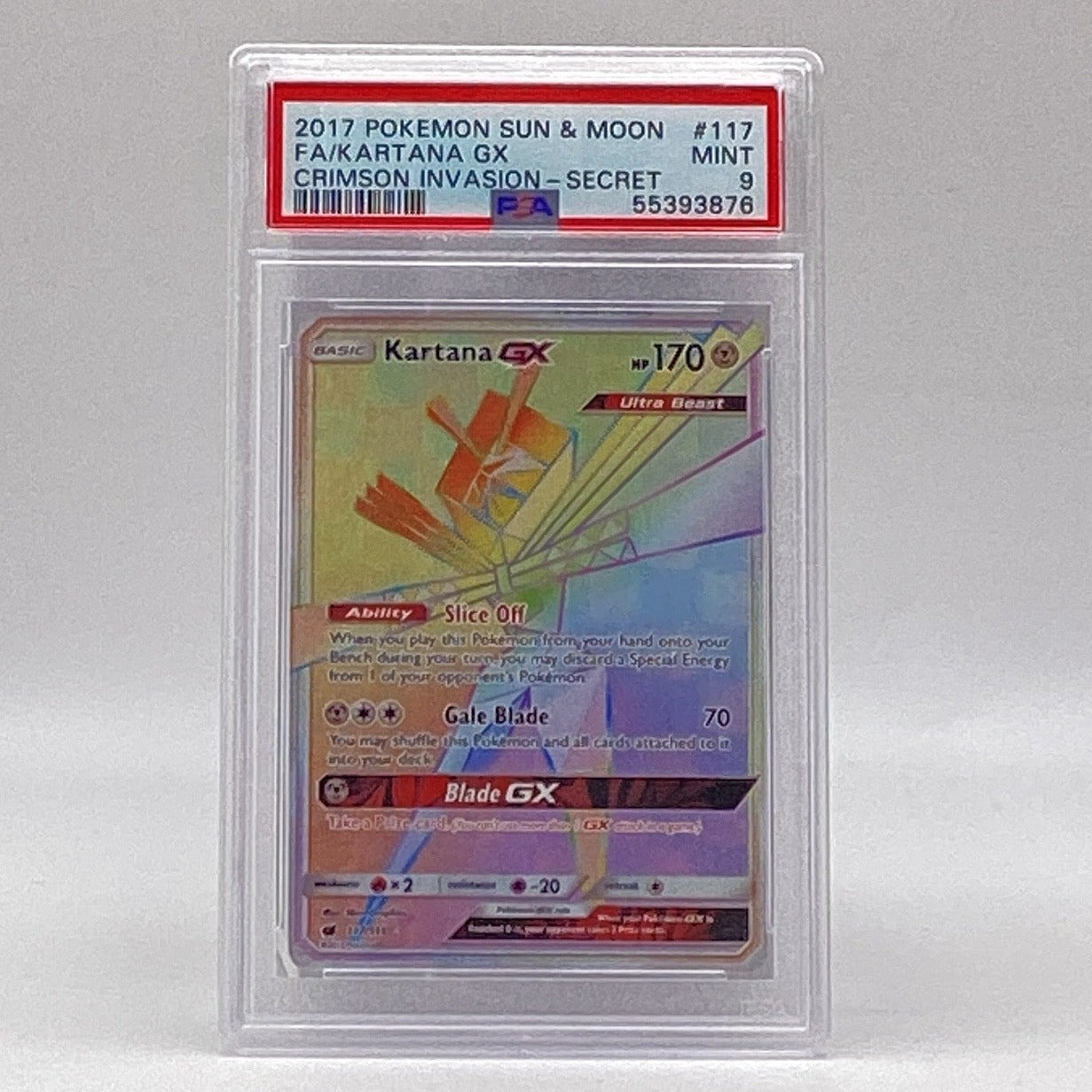 2017 Pokemon Sun & Moon Kartana GX Crimson Invasion Secret PSA Mint 9