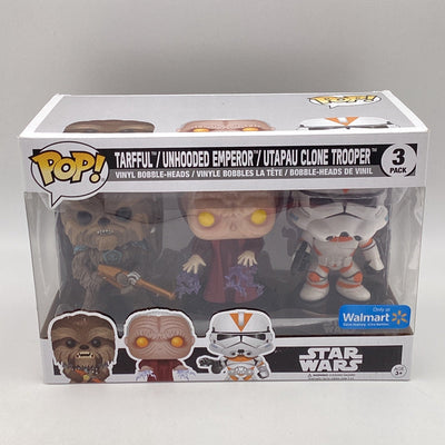 Funko Pop! Star Wars - Tarfful, Unhooded Emperor, Utapau Clone Trooper (3 Pack) (Walmart Exclusive)