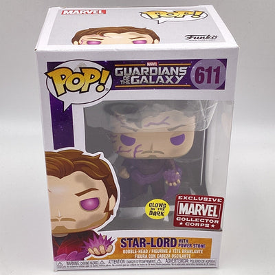 Funko Pop! Marvel - Guardians Of The Galaxy - Star-Lord With Power Stone (Glow In The Dark) (Marvel Collector Corps Exclusive) (Damaged)