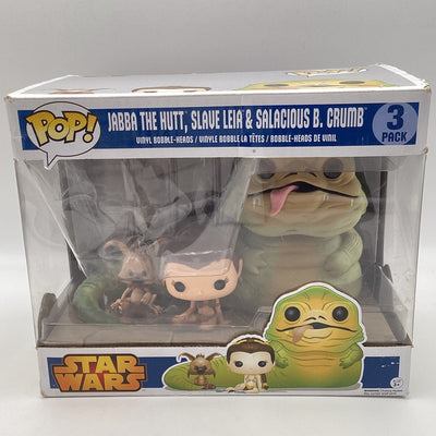 Funko Pop! Star Wars - Jabba The Hutt, Slave Leia & Salacious B. Crumb (3 Pack) (Damaged)