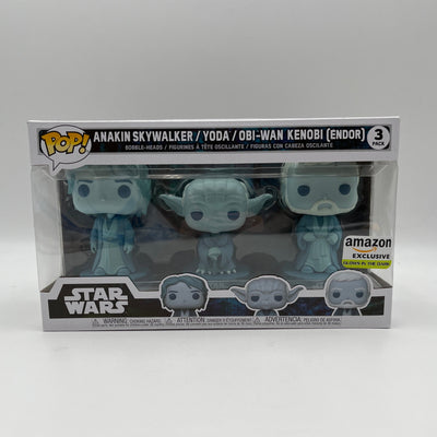 Funko Pop! Star Wars - Annakin Skywalker, Yoda, Obi-Wan Kenobi (Endor) (3 Pack) (Glow In The Dark)