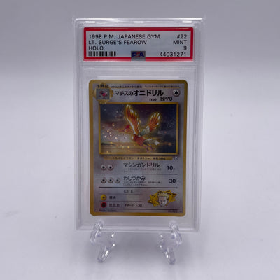 1998 Pokemon Japanese Gym Lt. Surge's Fearow Holo PSA 9 Mint