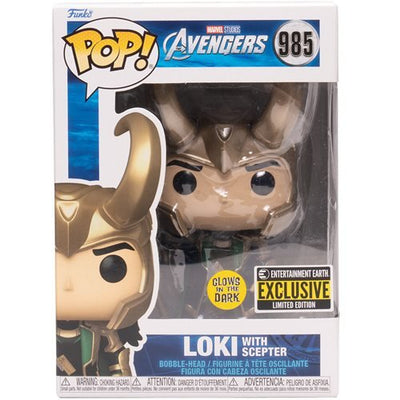 Funko Pop! Marvel - Avengers - Loki with Scepter (Glow In The Dark) - Entertainment Earth Exclusive