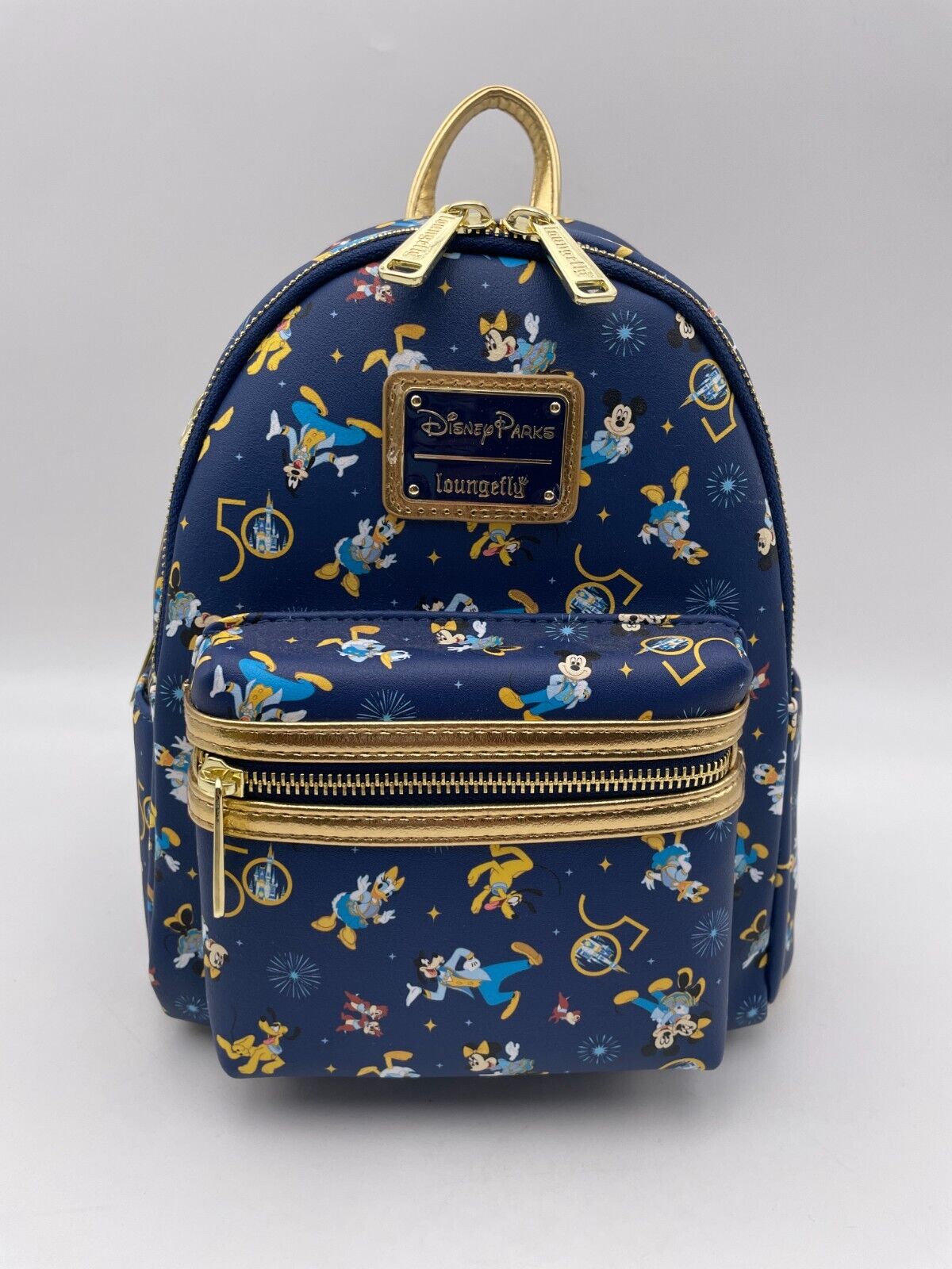 Disney 50th Anniversary Blue Loungefly Backpack 50th Anniversary Loungefly Canvas Backpack Arrives at Walt  main image 3