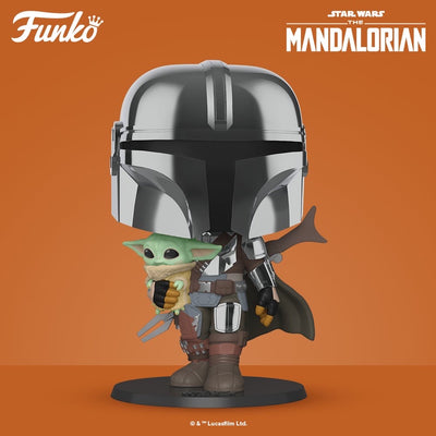Funko Pop! Star Wars - 10” Chrome Mandalorian with The Child